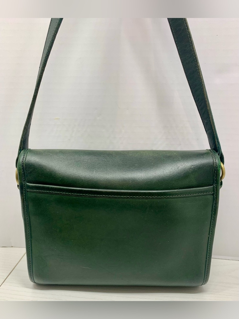 Coach Vintage Devon Bag 9908 Green Leather Turnlock USA Made - Picture 3 of 14